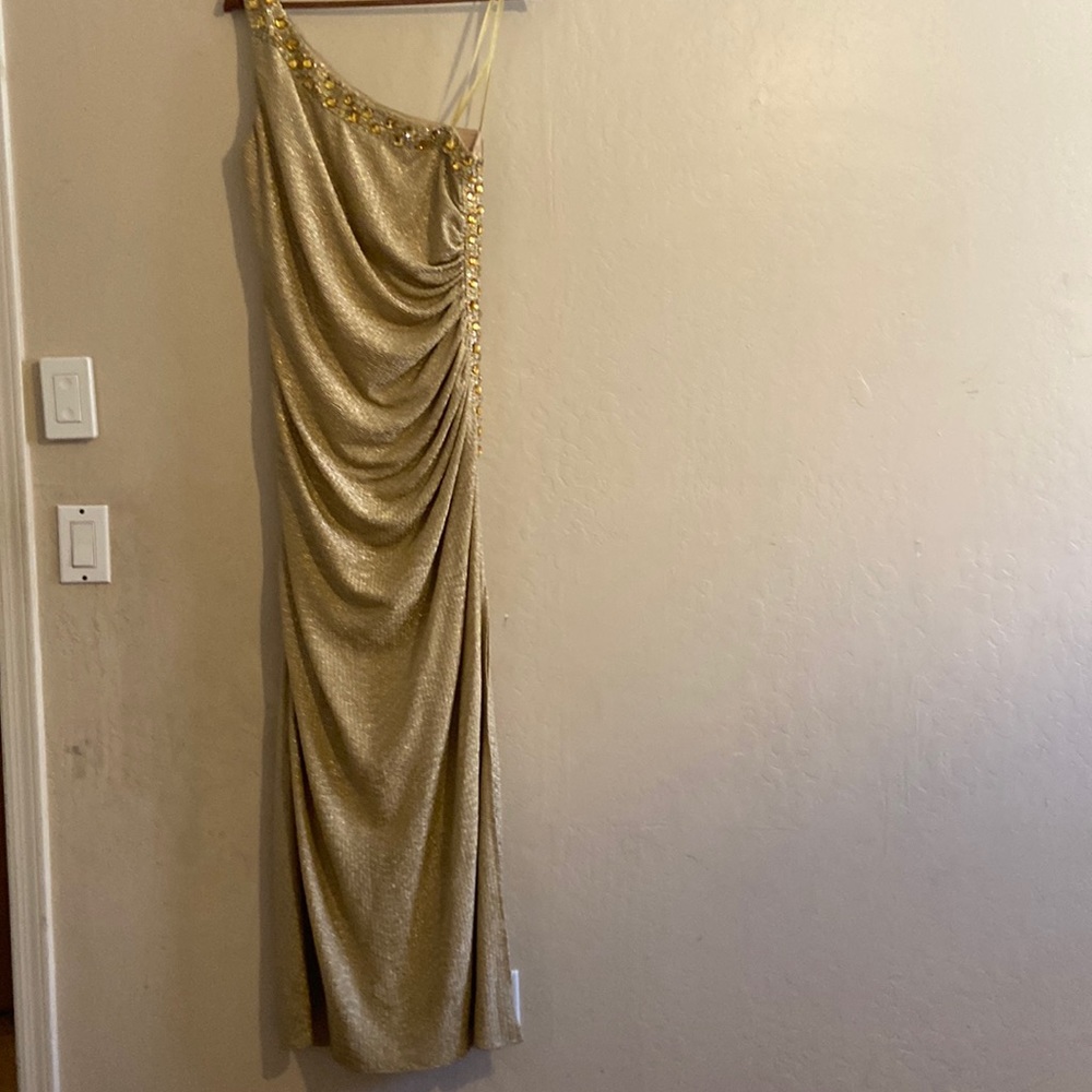 Betsy and Adam long gold dress Size 12